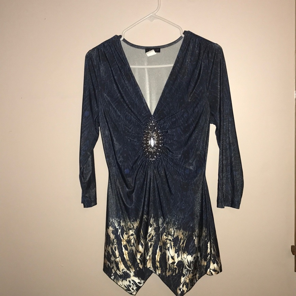 Embellished Print Top